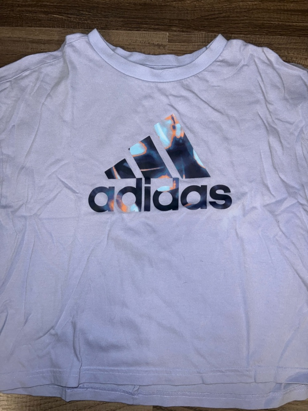 adidas lavender Cropped Logo Tee with Holographic Accents - Picture 2 of 2